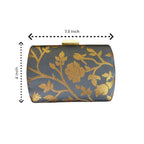 Indian Ethnic Designer Gray Clutch with Golden Floral Design Clutch La Vie Bien Indian Ethnic Designer Gray Clutch with Golden Floral Design