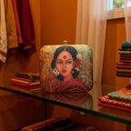 Indian Ethnic Designer Green Leafy Clutch with Portrait of Women Wearing Gajra & Bindi Clutch La Vie Bien Indian Ethnic Designer Green Leafy Clutch with Portrait of Women Wearing Gajra & Bindi