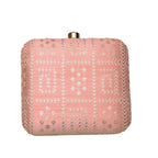 Indian Ethnic Designer Peach Clutch with Chikankari Work Clutch La Vie Bien Indian Ethnic Designer Peach Clutch with Chikankari Work