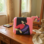 Indian Ethnic Designer Pink Clutch with Women Portrait in Purple Saree Clutch La Vie Bien Indian Ethnic Designer Pink Clutch with Women Portrait in Purple Saree