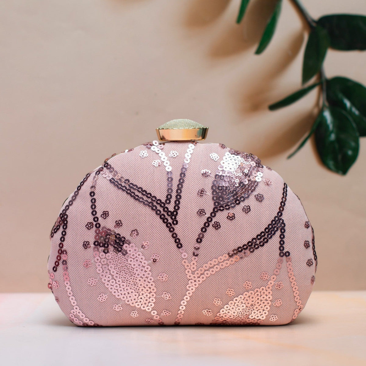 Indian Ethnic Designer Sequence Work Clutch with Unique Shape Clutch La Vie Bien Indian Ethnic Designer Sequence Work Clutch with Unique Shape