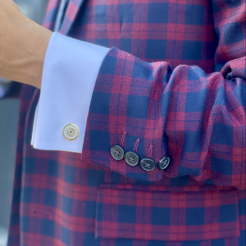 Indian Flag Chakra Cufflinks by Modern Desi