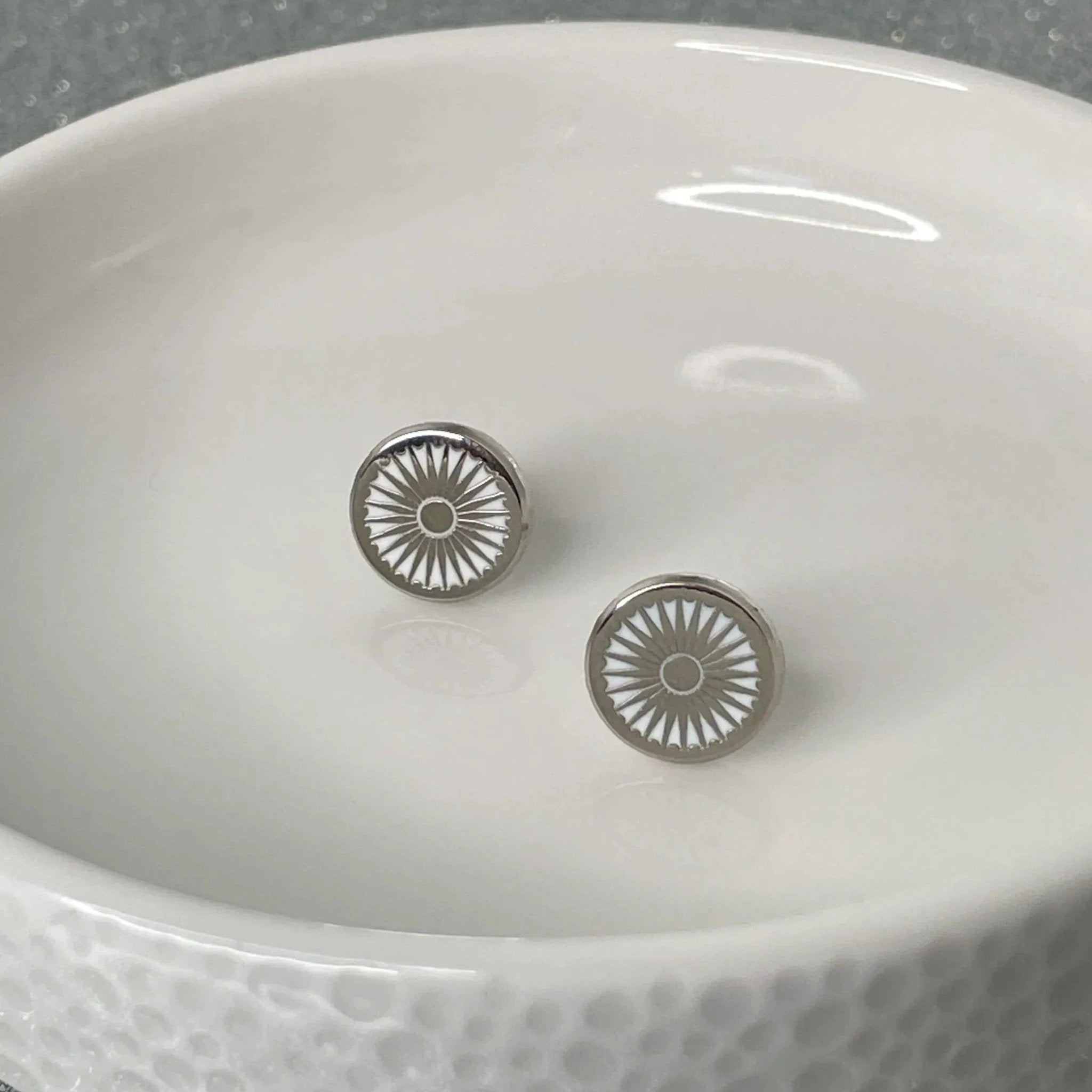 Indian Flag Chakra Studs by Modern Desi