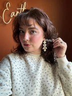 Indie earrings, Neutral Stone, 14k gold plated nickel free, handmade with polymer clay