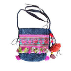 Indigo Batik Leather Crossbody Bag - Thailand Bags La Vie Bien Indigo Batik Leather Crossbody Bag - Thailand