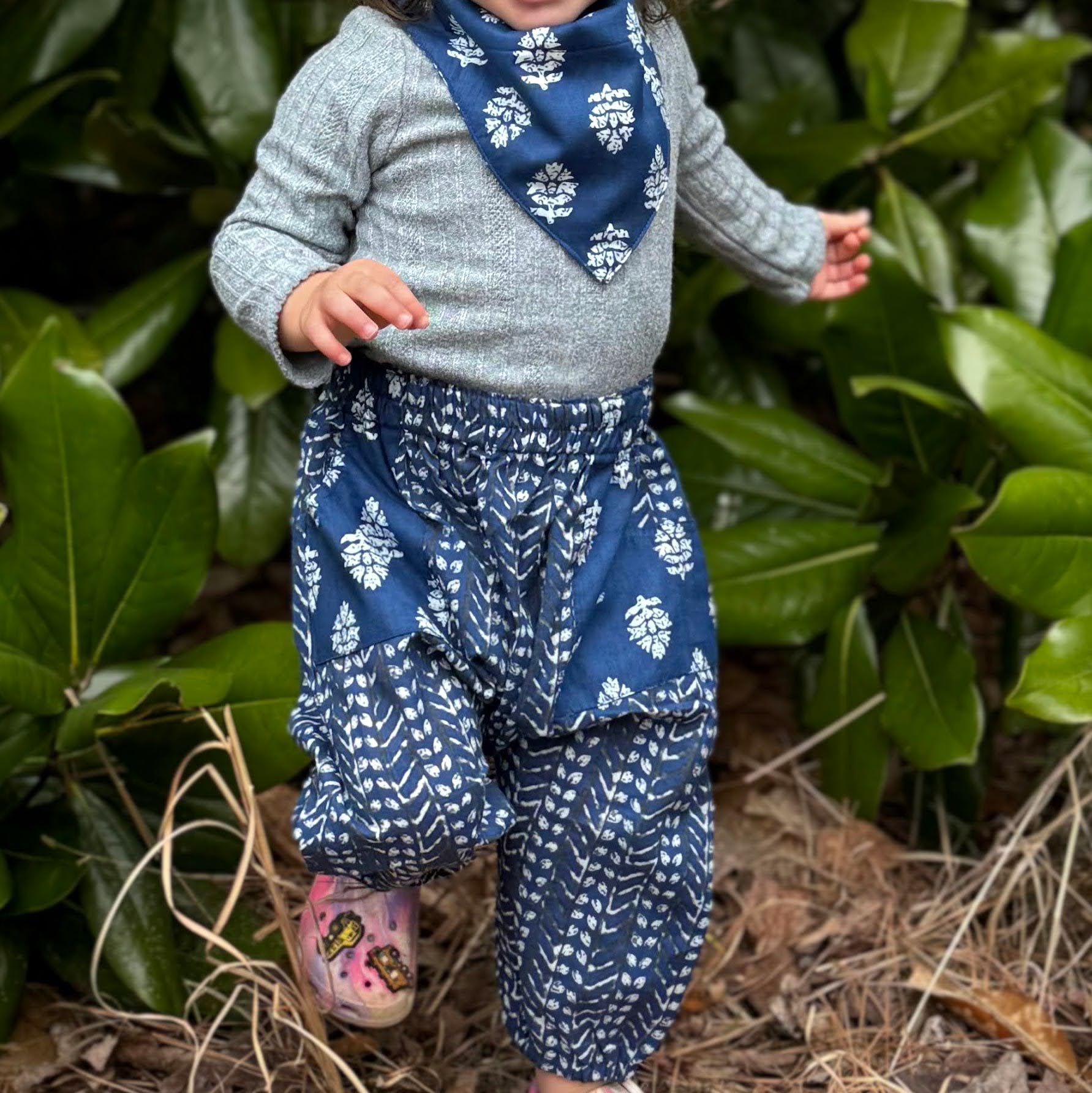 Indigo Fishbone Harem Pants Baby Pants La Vie Bien Indigo Fishbone Harem Pants