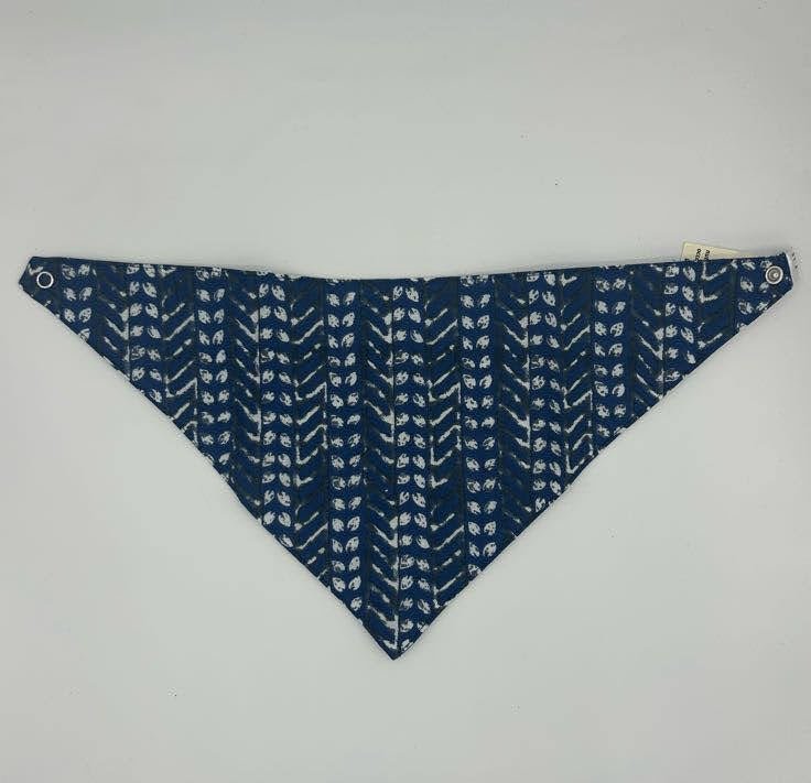 Indigo Fishbone Reversible Baby Bib Baby Bib La Vie Bien Indigo Fishbone Reversible Baby Bib