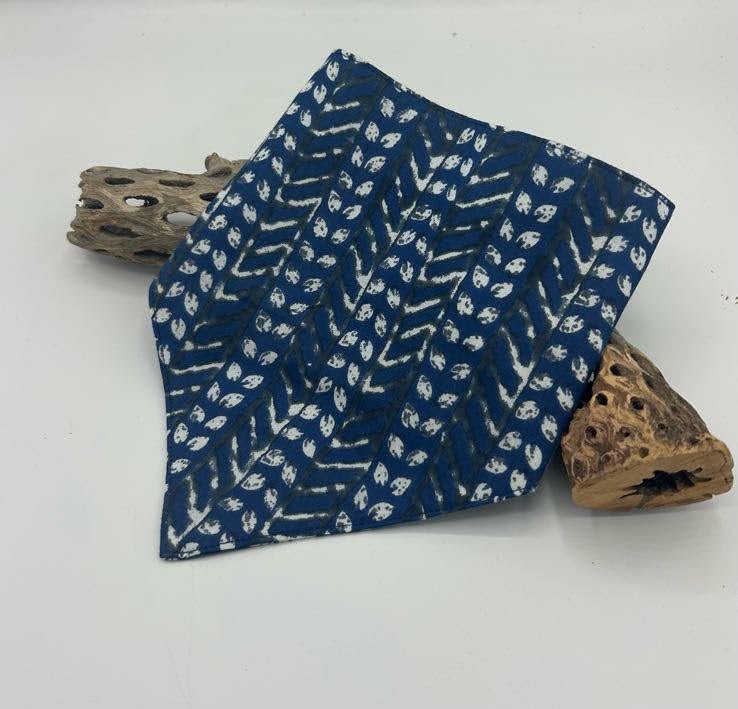 Indigo Fishbone Reversible Baby Bib Baby Bib La Vie Bien Indigo Fishbone Reversible Baby Bib