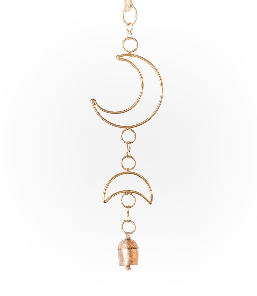 Indukala Small Moon Phase Bell Wind Chime - Handmade HME stock line La Vie Bien Indukala Small Moon Phase Bell Wind Chime - Handmade
