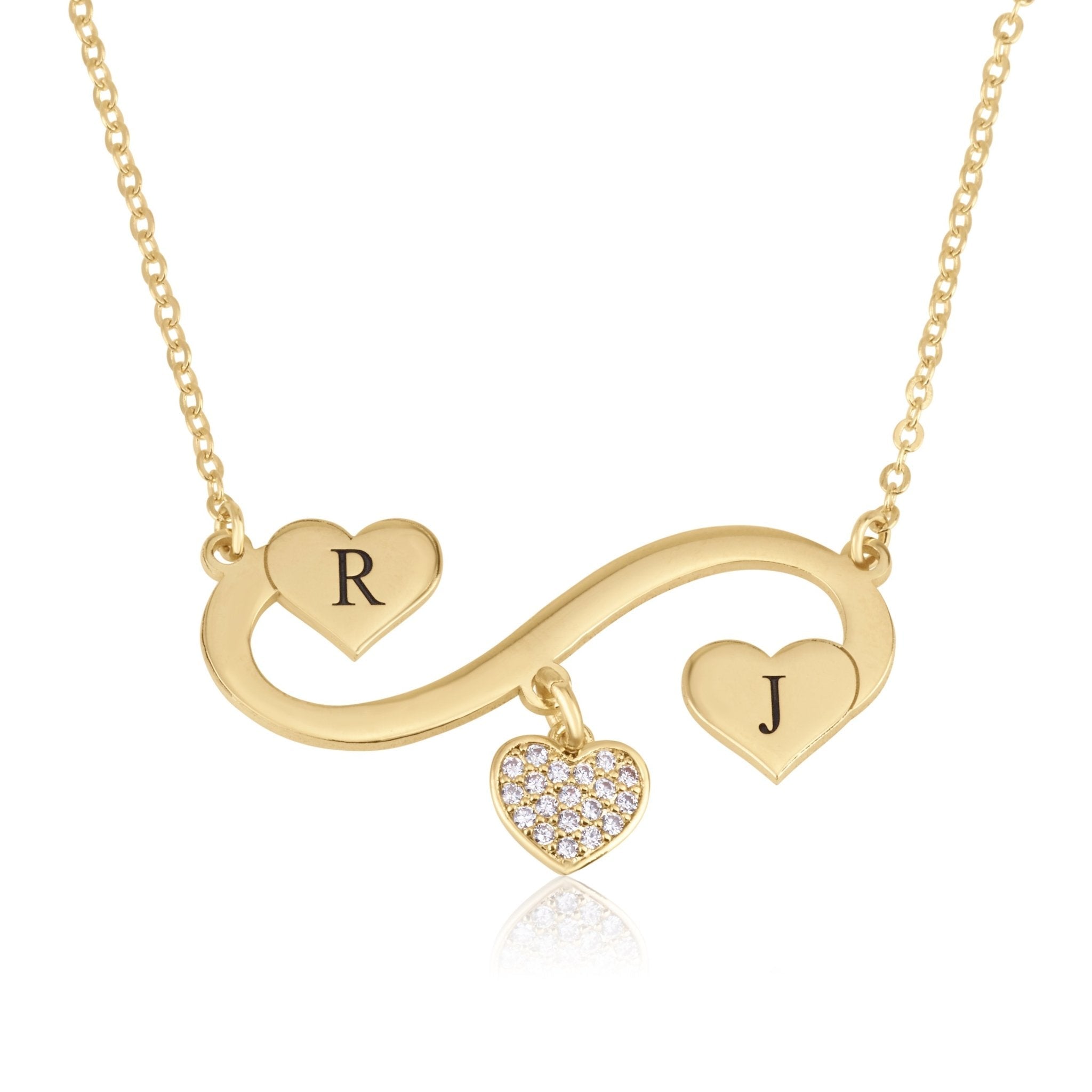 Infinity Initial Necklace with Dangle Zirkon Heart La Vie Bien Infinity Initial Necklace with Dangle Zirkon Heart
