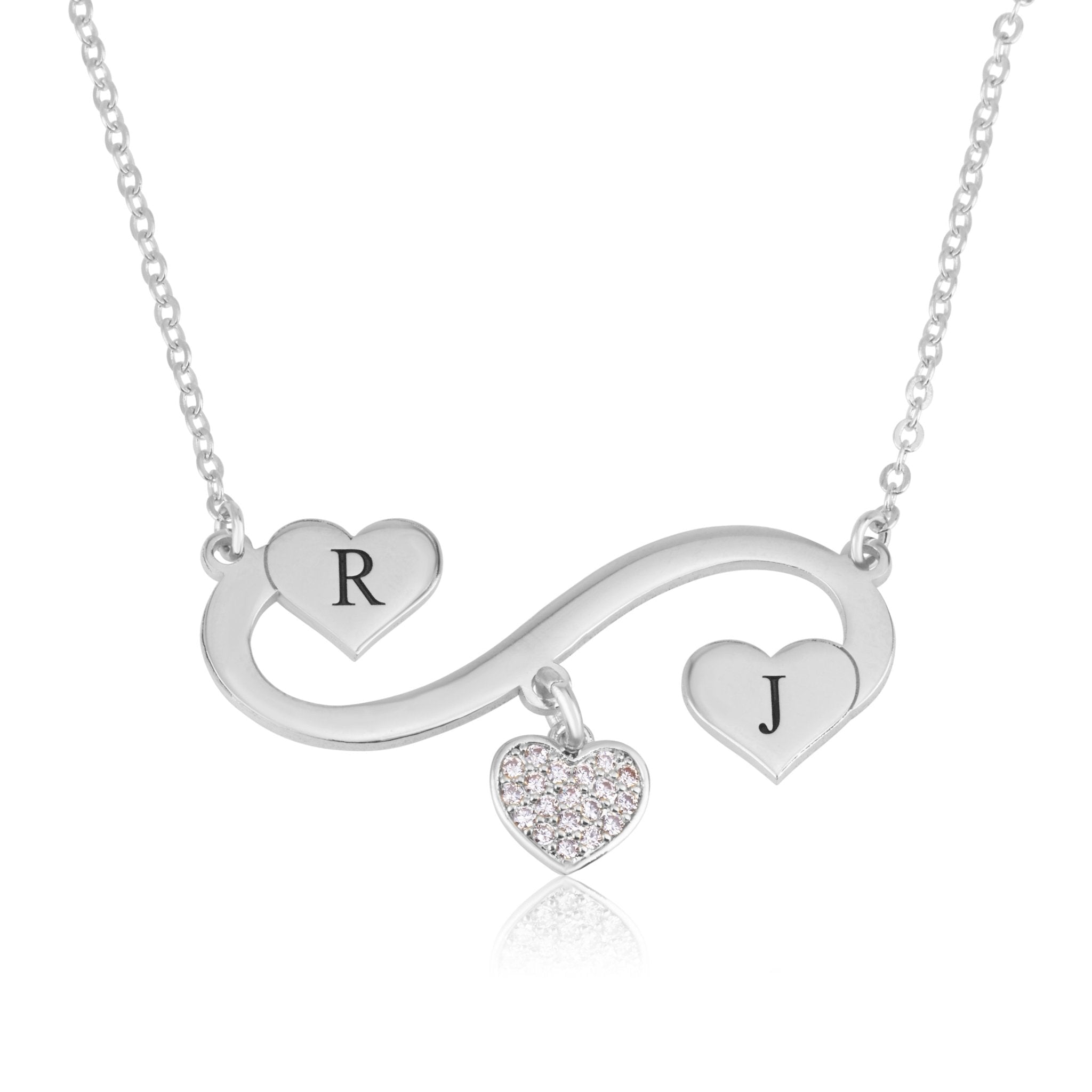 Infinity Initial Necklace with Dangle Zirkon Heart La Vie Bien Infinity Initial Necklace with Dangle Zirkon Heart