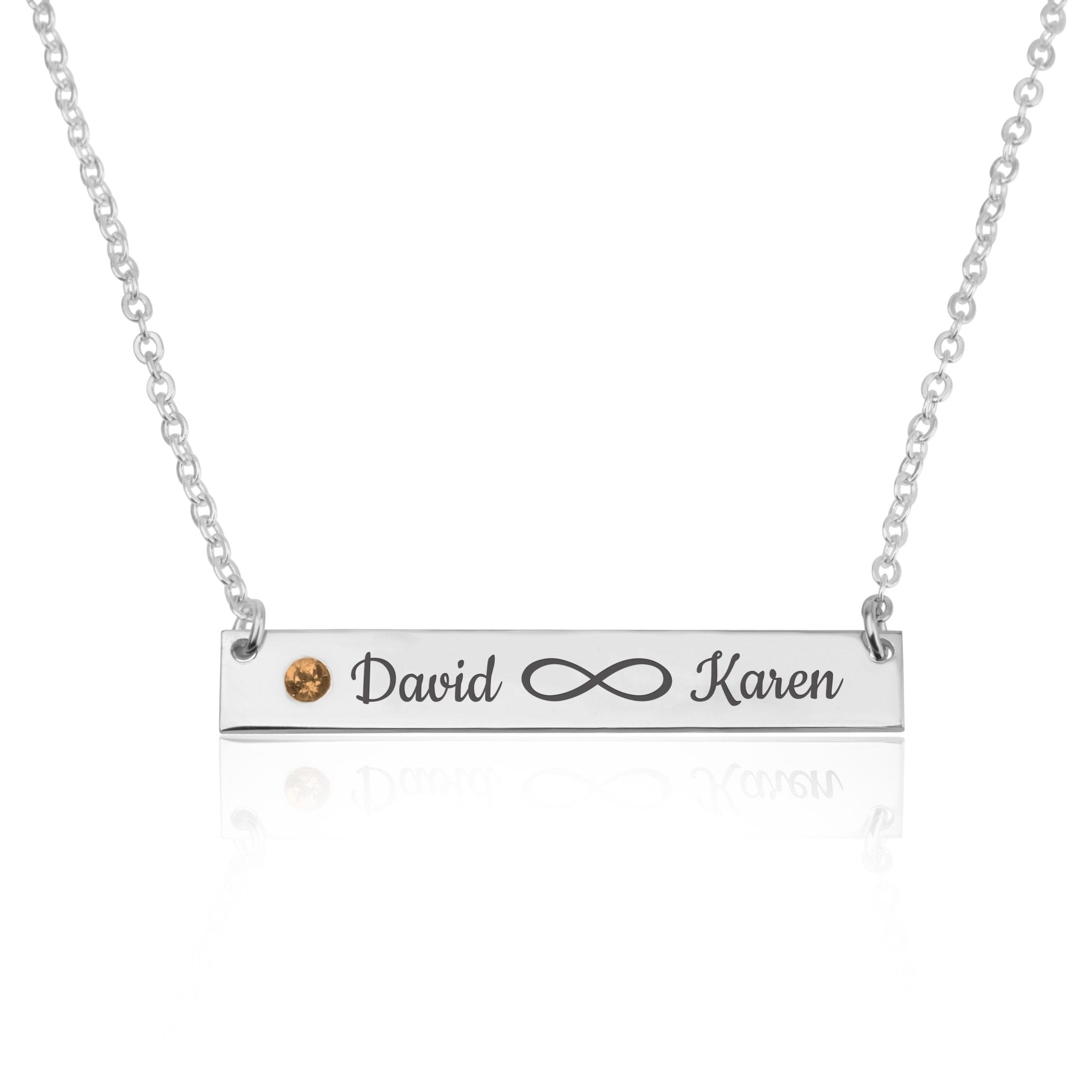 Infinity Names Bar Necklace With Birthstone La Vie Bien Infinity Names Bar Necklace With Birthstone