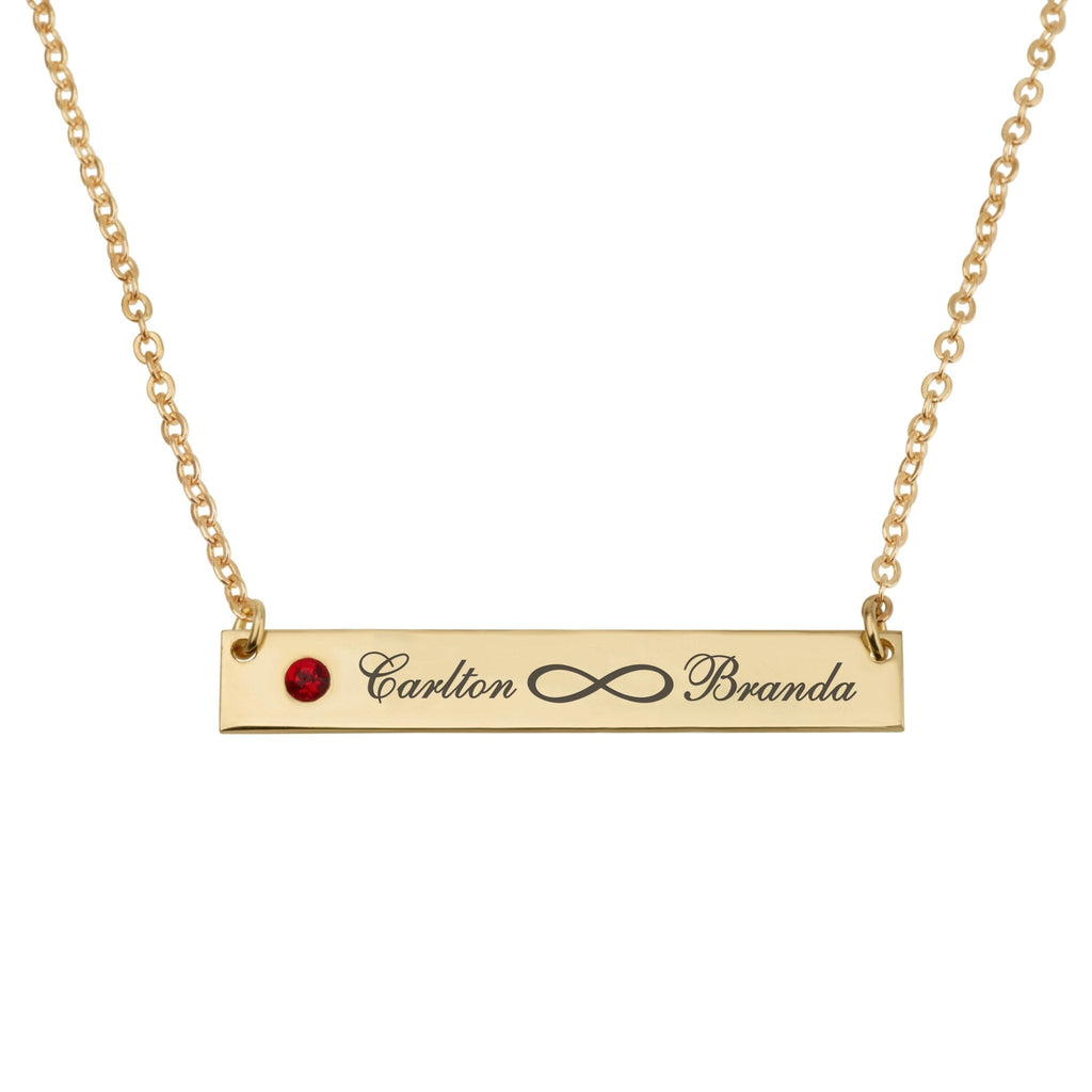 Infinity Names Bar Necklace With Birthstone La Vie Bien Infinity Names Bar Necklace With Birthstone
