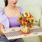 HugePop Harvest Bouquet Pop Up Card, With Detachable Bouquet, 10"x14" by Paper Love