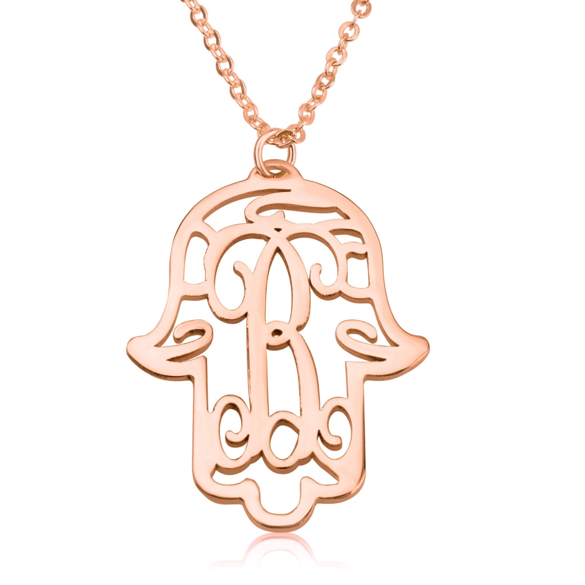 Initial Hamsa Monogram Necklace La Vie Bien Initial Hamsa Monogram Necklace