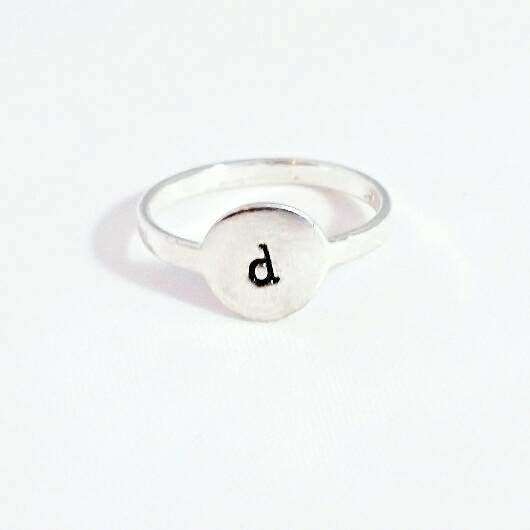 Initial Signet Sterling Silver Ring Finger Rings La Vie Bien Initial Signet Sterling Silver Ring