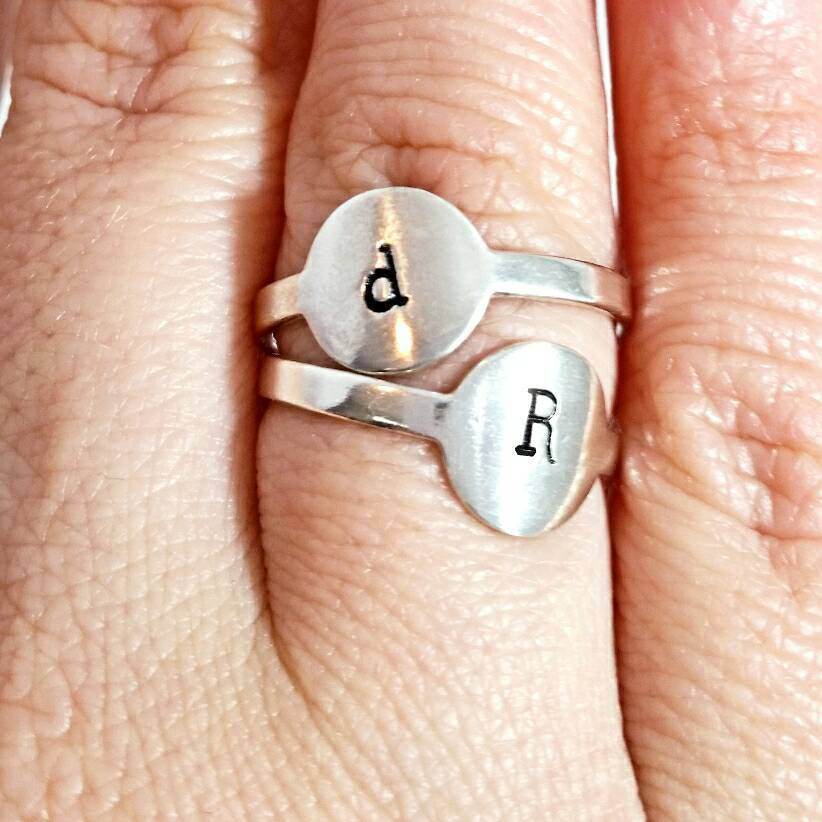 Initial Signet Sterling Silver Ring Finger Rings La Vie Bien Initial Signet Sterling Silver Ring