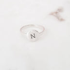 Initial Signet Sterling Silver Ring Finger Rings La Vie Bien Initial Signet Sterling Silver Ring