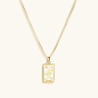 Intelligent Expression - White Enamel Aquarius Card Necklace by Karma and Luck