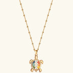 Intuitive Wisdom - Multi Symbol Chakra Turtle Necklace