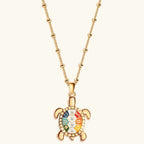 Intuitive Wisdom - Multi Symbol Chakra Turtle Necklace