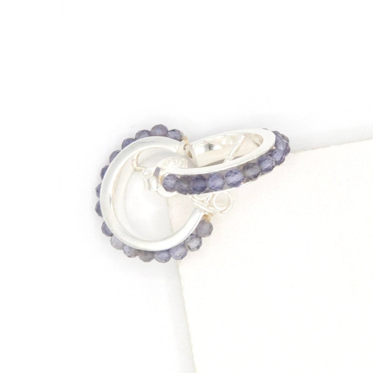 Iolite Stone Sterling Silver Hoops