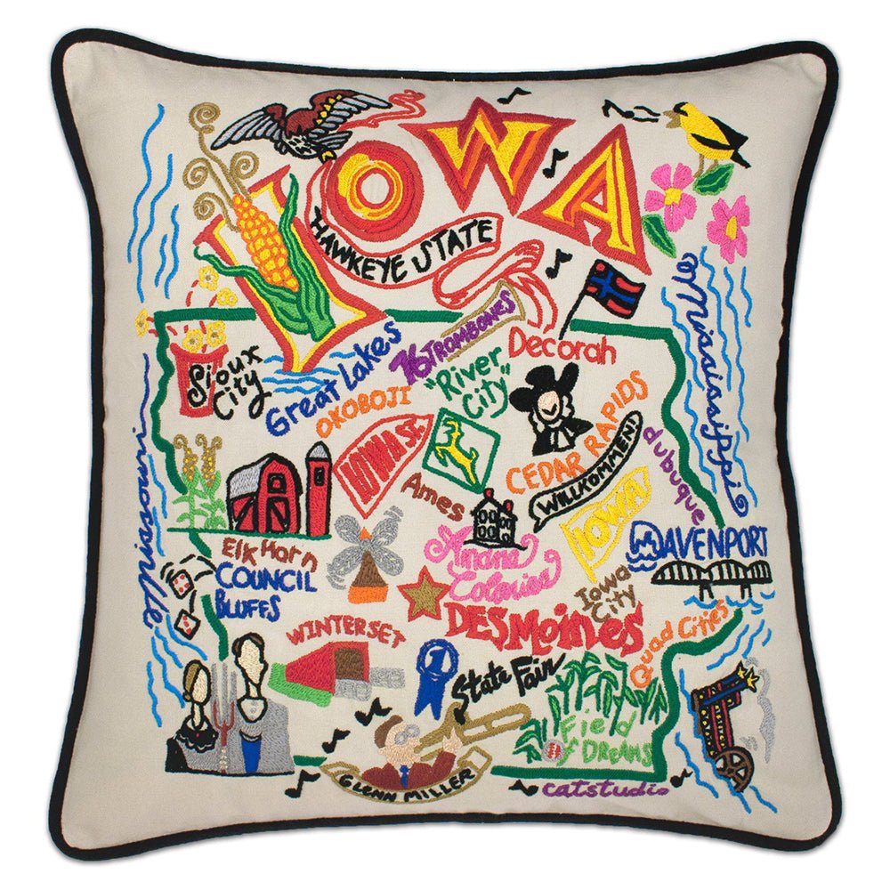 Iowa Hand - Embroidered Pillow Pillows La Vie Bien Iowa Hand - Embroidered Pillow