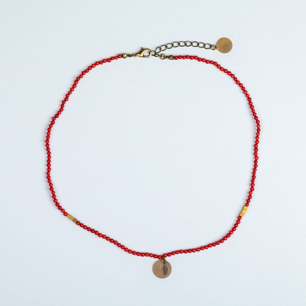 Iraqi Leaf Charm Beaded Necklace Necklaces - Fashion La Vie Bien Iraqi Leaf Charm Beaded Necklace