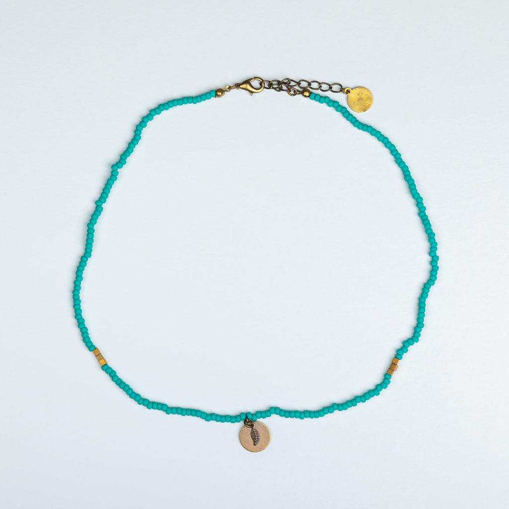 Iraqi Leaf Charm Beaded Necklace Necklaces - Fashion La Vie Bien Iraqi Leaf Charm Beaded Necklace