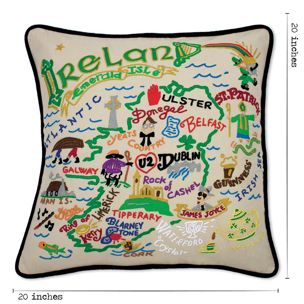 Ireland Hand - Embroidered Pillow Pillows La Vie Bien Ireland Hand - Embroidered Pillow