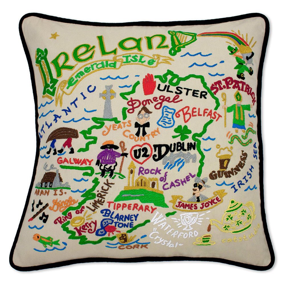 Ireland Hand - Embroidered Pillow Pillows La Vie Bien Ireland Hand - Embroidered Pillow