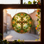 Ireland's Celtic Cross Stained Glass Suncatcher Gift Gifts La Vie Bien Ireland's Celtic Cross Stained Glass Suncatcher Gift