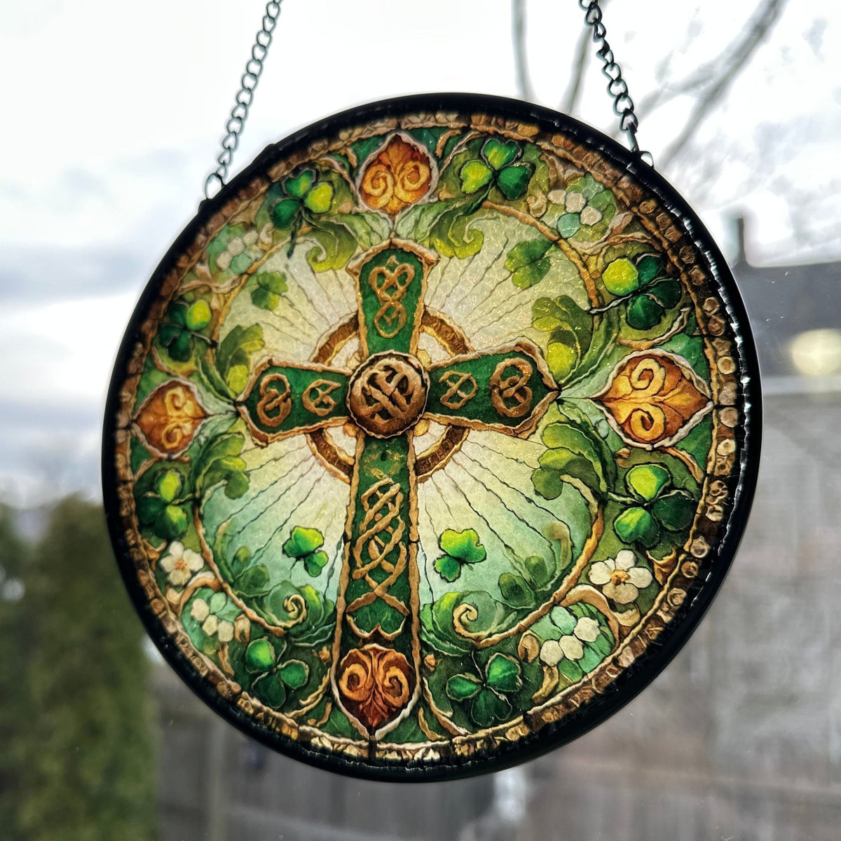 Ireland's Celtic Cross Stained Glass Suncatcher Gift Gifts La Vie Bien Ireland's Celtic Cross Stained Glass Suncatcher Gift