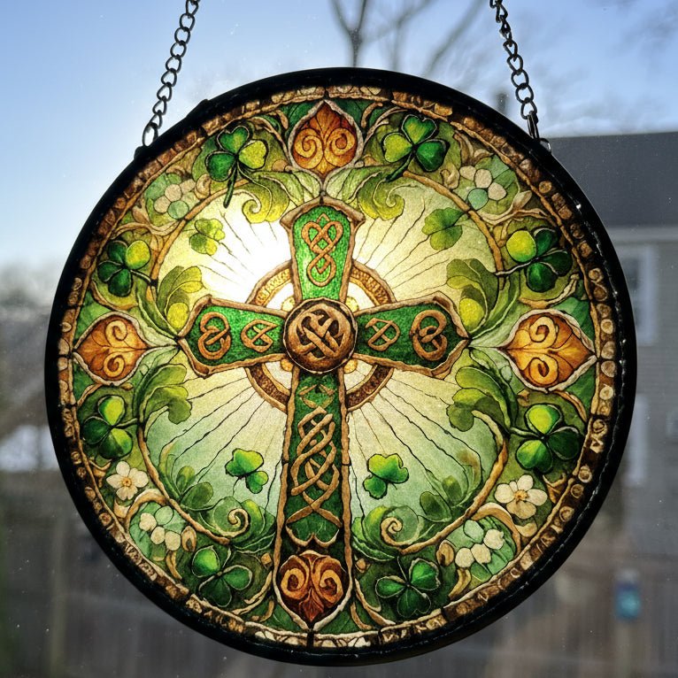 Ireland's Celtic Cross Stained Glass Suncatcher Gift Gifts La Vie Bien Ireland's Celtic Cross Stained Glass Suncatcher Gift