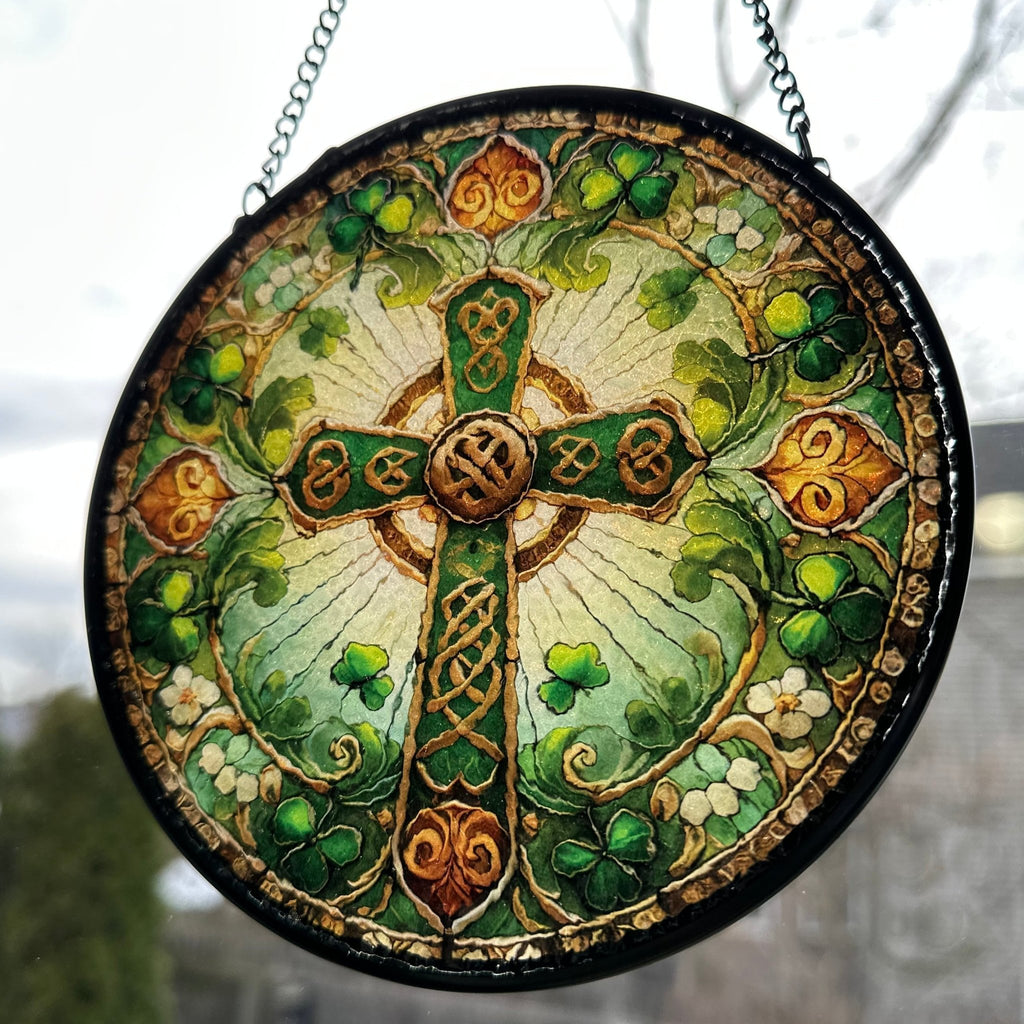 Ireland's Celtic Cross Stained Glass Suncatcher Gift Gifts La Vie Bien Ireland's Celtic Cross Stained Glass Suncatcher Gift
