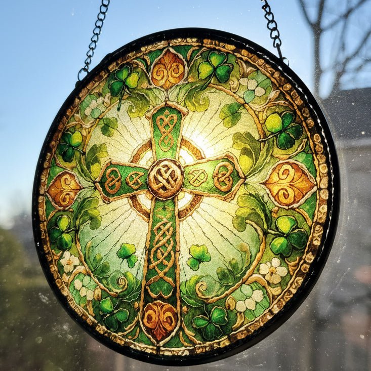 Ireland's Celtic Cross Stained Glass Suncatcher Gift Gifts La Vie Bien Ireland's Celtic Cross Stained Glass Suncatcher Gift