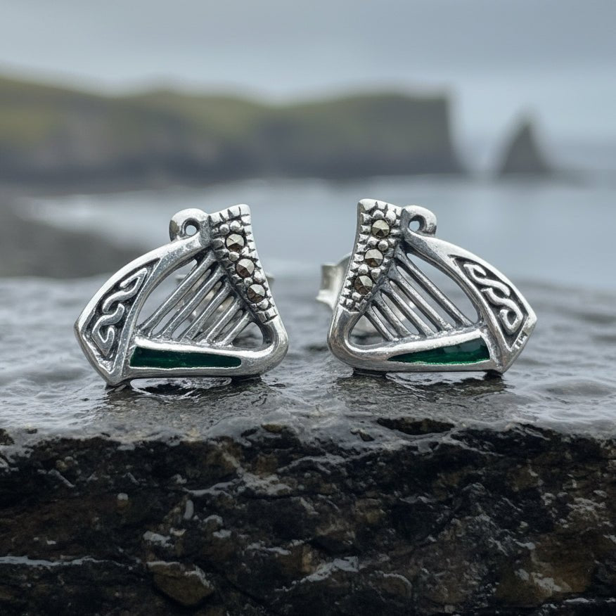 Ireland's Harp Post Earrings Post Earrings La Vie Bien Ireland's Harp Post Earrings