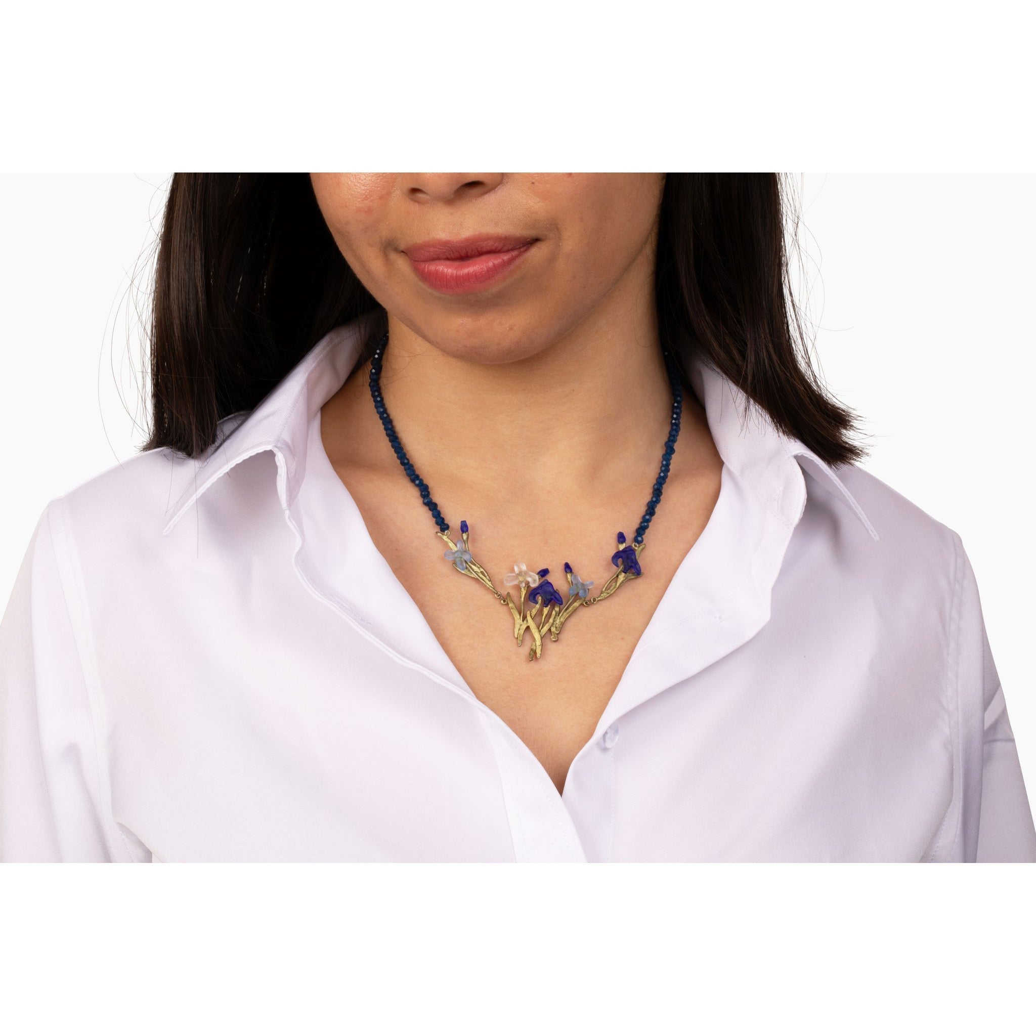 Irises Lapis & Glass Statement Necklace JEWELRY La Vie Bien Irises Lapis & Glass Statement Necklace