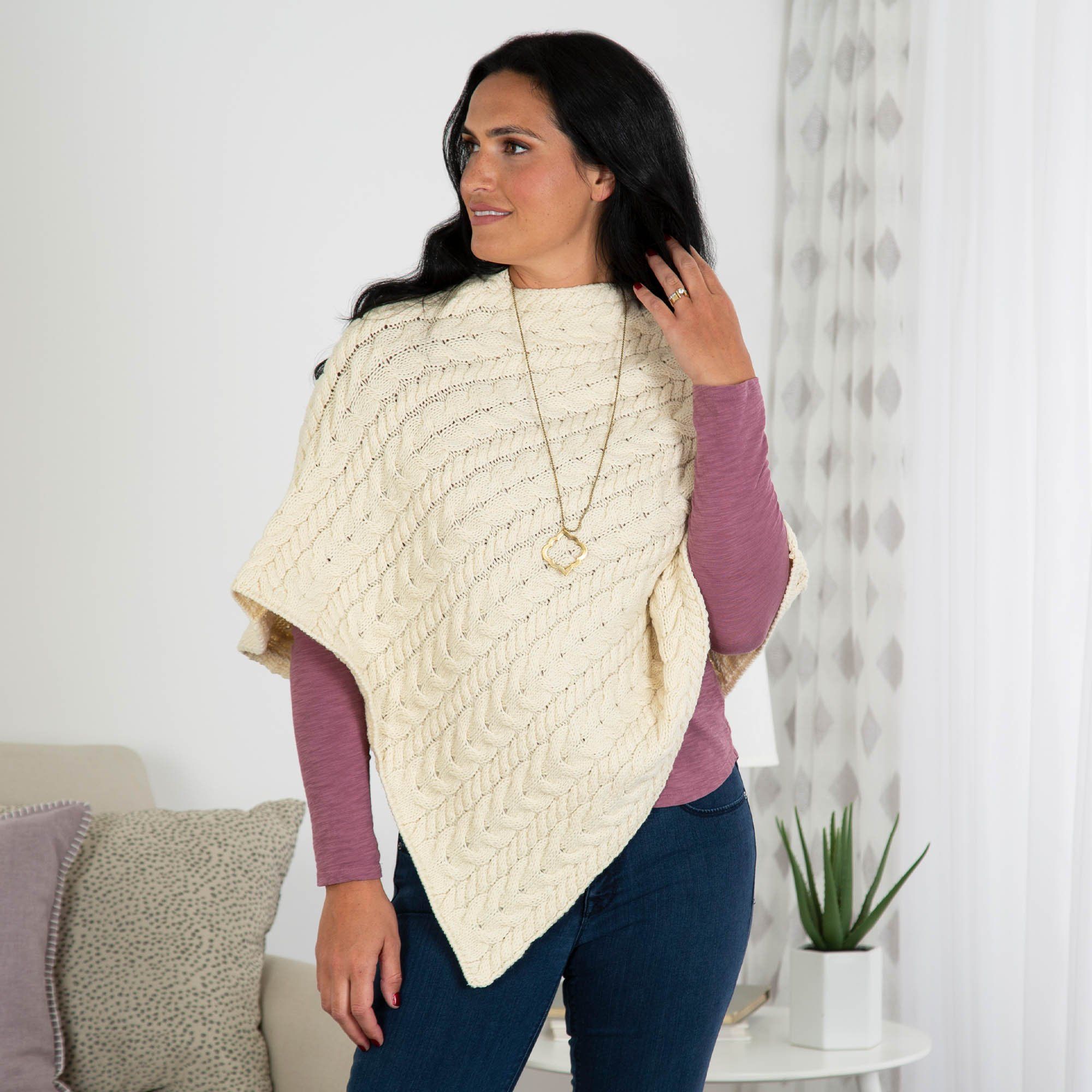 Irish Aran Wool Poncho Sweaters & Cardigans La Vie Bien Irish Aran Wool Poncho
