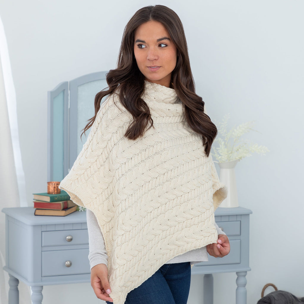 Irish Aran Wool Poncho Sweaters & Cardigans La Vie Bien Irish Aran Wool Poncho