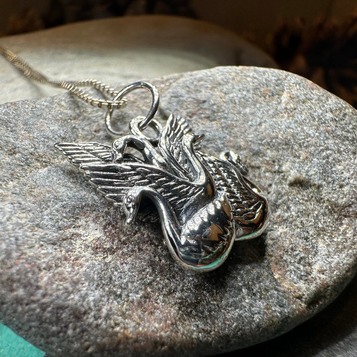 Irish Children of Lir Swan Necklace in Sterling Silver Pendant La Vie Bien Irish Children of Lir Swan Necklace in Sterling Silver