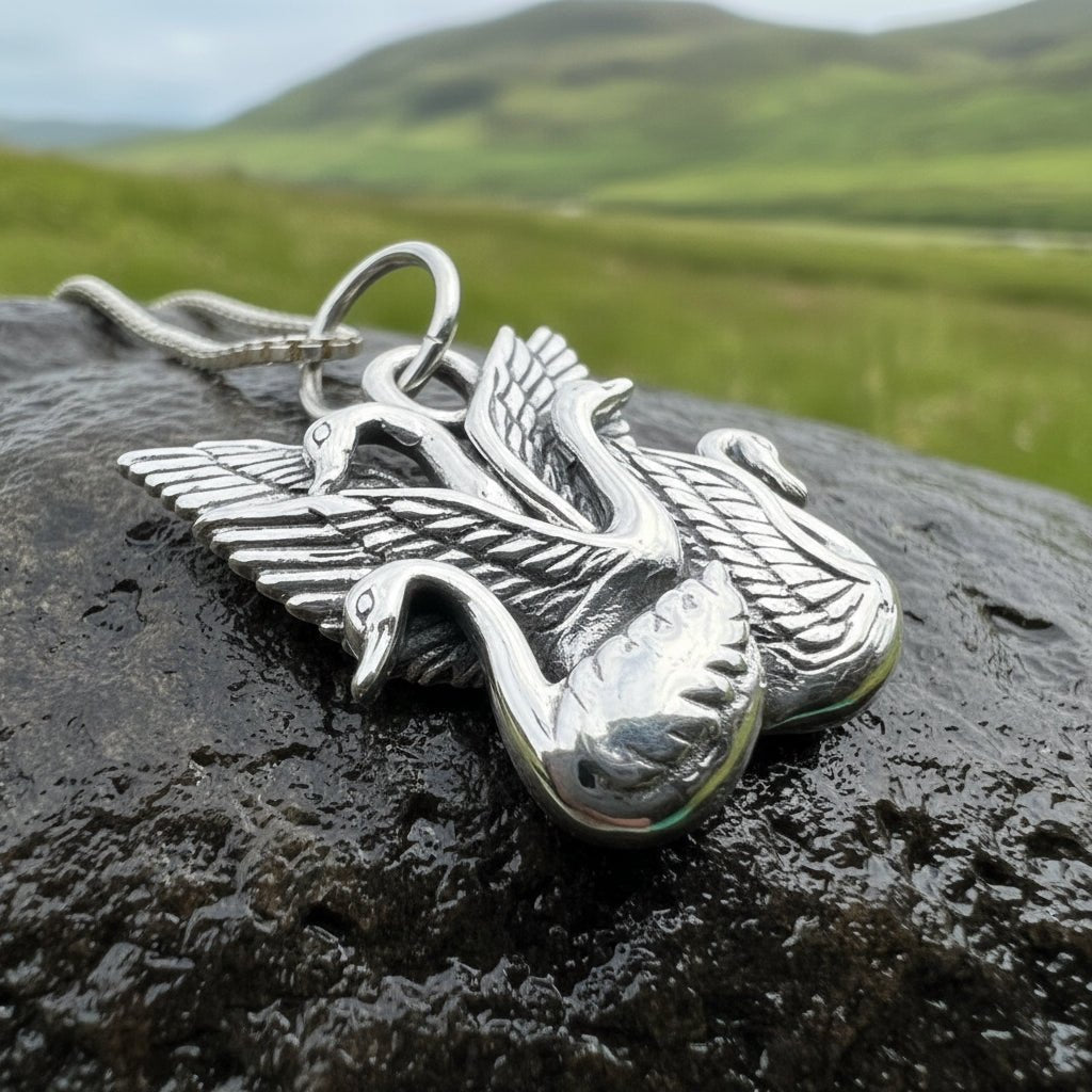Irish Children of Lir Swan Necklace in Sterling Silver Pendant La Vie Bien Irish Children of Lir Swan Necklace in Sterling Silver