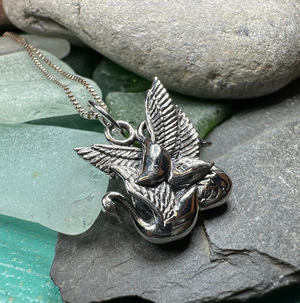 Irish Children of Lir Swan Necklace in Sterling Silver Pendant La Vie Bien Irish Children of Lir Swan Necklace in Sterling Silver