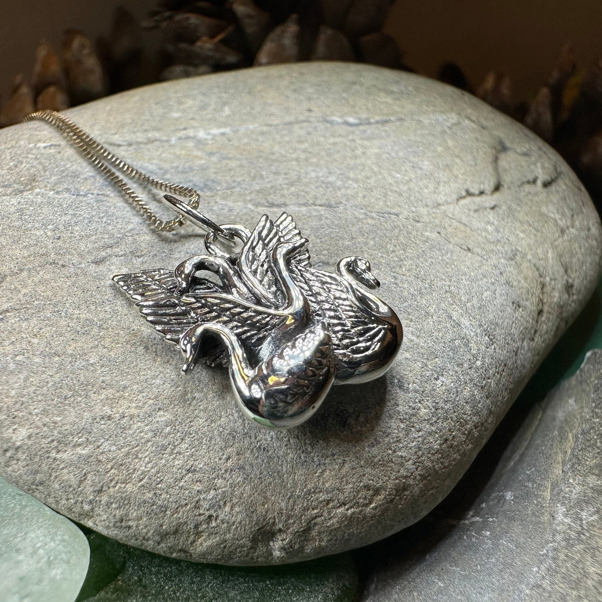 Irish Children of Lir Swan Necklace in Sterling Silver Pendant La Vie Bien Irish Children of Lir Swan Necklace in Sterling Silver