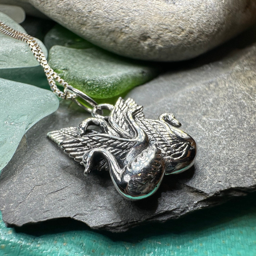 Irish Children of Lir Swan Necklace in Sterling Silver Pendant La Vie Bien Irish Children of Lir Swan Necklace in Sterling Silver