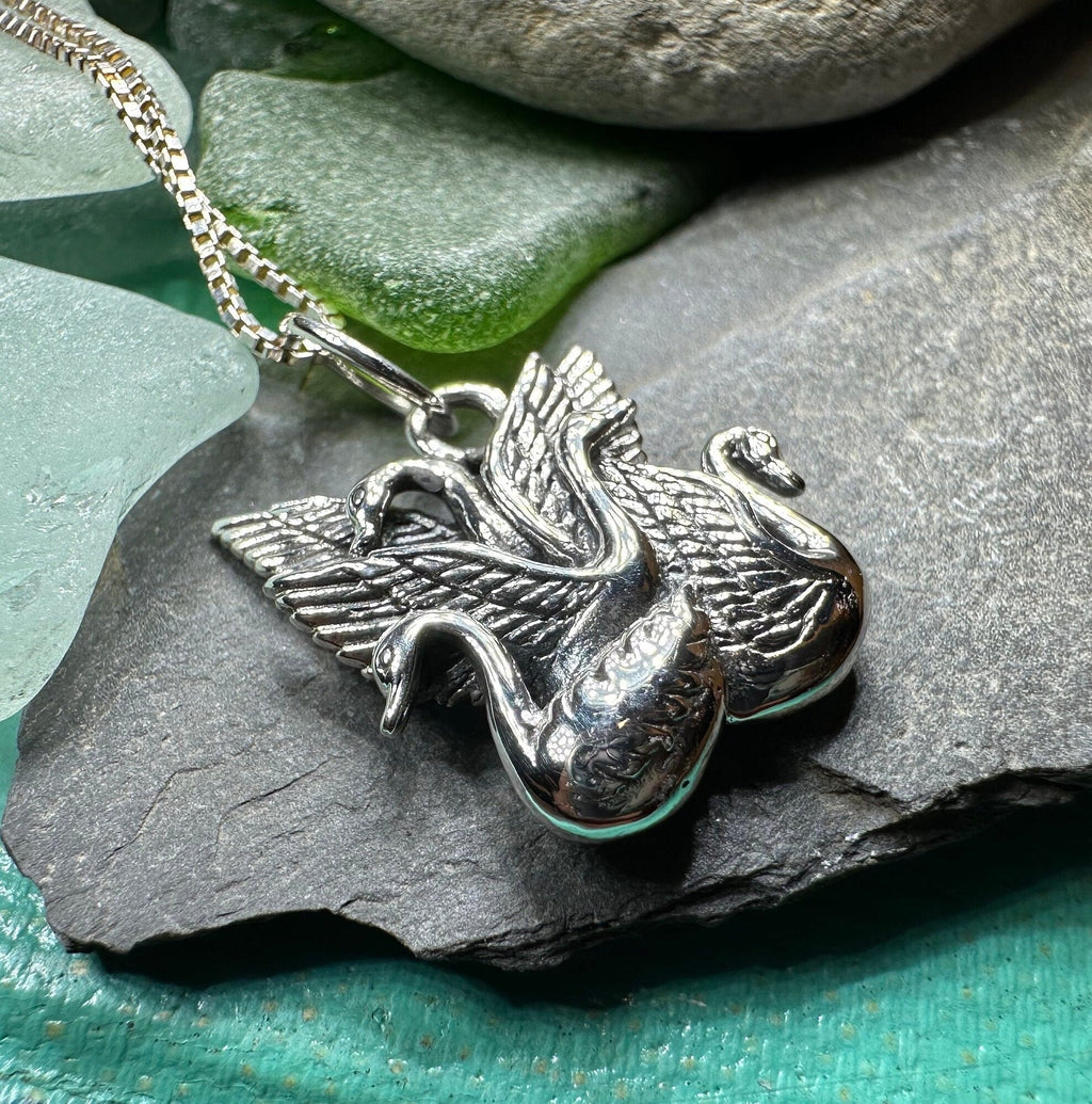 Irish Children of Lir Swan Necklace in Sterling Silver Pendant La Vie Bien Irish Children of Lir Swan Necklace in Sterling Silver