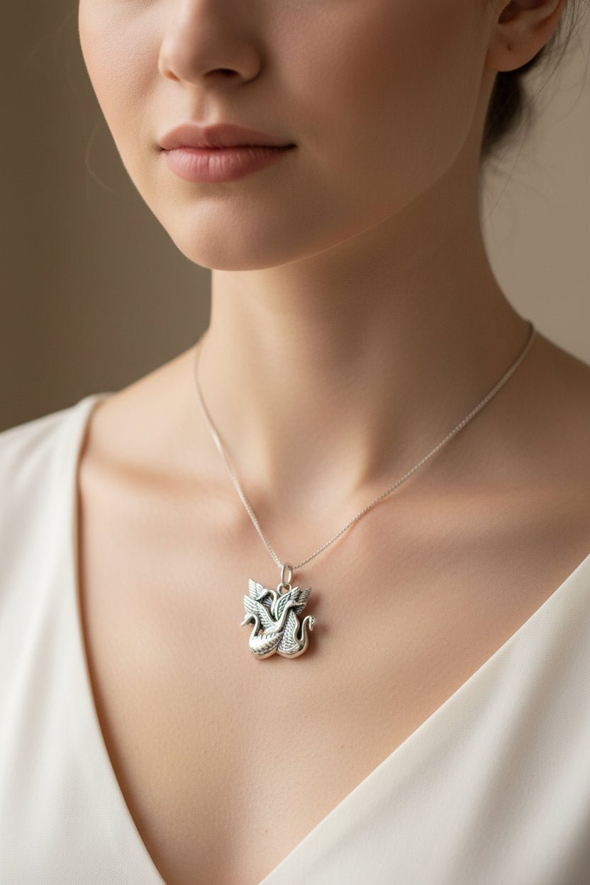 Irish Children of Lir Swan Necklace in Sterling Silver Pendant La Vie Bien Irish Children of Lir Swan Necklace in Sterling Silver
