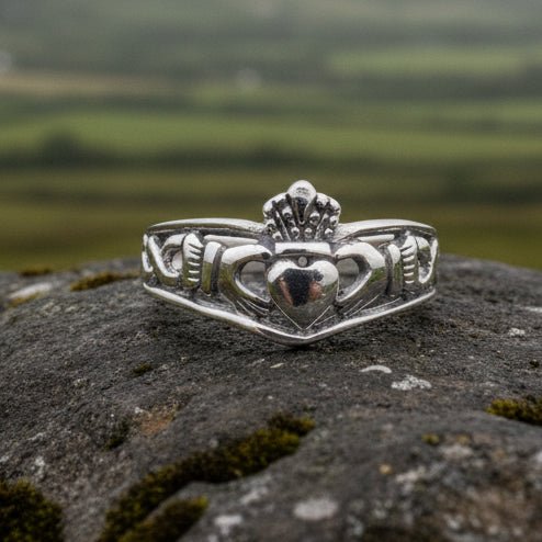 Irish Claddagh Chevron Ring in Sterling Silver Ring La Vie Bien Irish Claddagh Chevron Ring in Sterling Silver