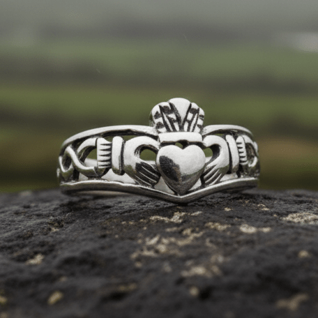Irish Claddagh Chevron Ring in Sterling Silver Ring La Vie Bien Irish Claddagh Chevron Ring in Sterling Silver