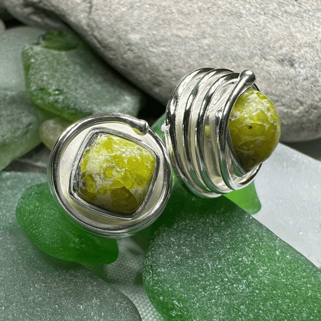 Irish Connemara Marble Celtic Spiral Post Earrings in Sterling Silver Post Earrings La Vie Bien Irish Connemara Marble Celtic Spiral Post Earrings in Sterling Silver